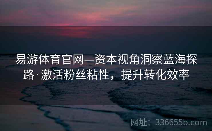 易游体育官网—资本视角洞察蓝海探路·激活粉丝粘性，提升转化效率
