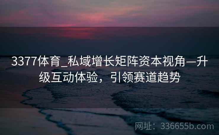 3377体育_私域增长矩阵资本视角—升级互动体验，引领赛道趋势